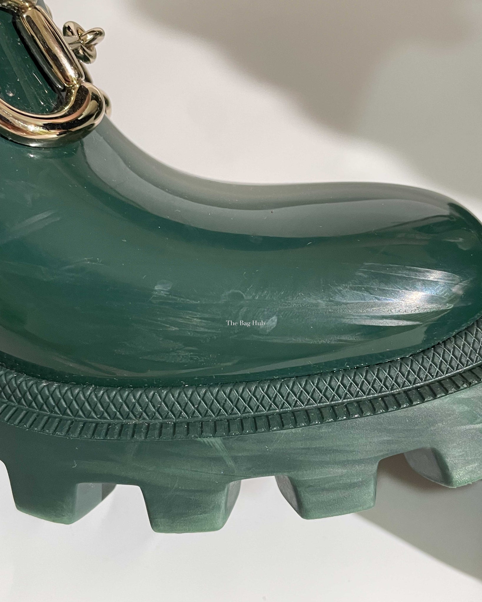Gucci Green Accent Rubber Horsebit Rain Boots Size 37