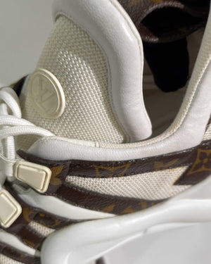 Louis Vuitton White/Monogram Canvas Archlight Lace Up Sneakers Size 42