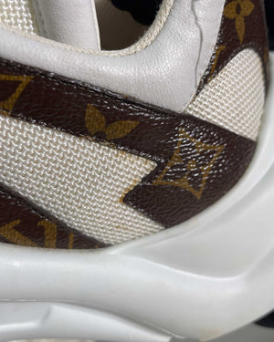 Louis Vuitton White/Monogram Canvas Archlight Lace Up Sneakers Size 42