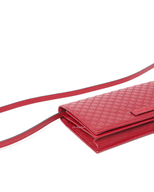 Gucci Red Microguccissima Wallet On Strap-7