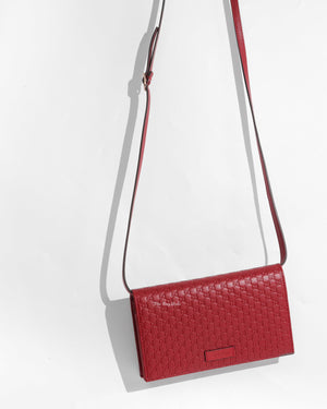 Gucci Red Microguccissima Wallet On Strap-1