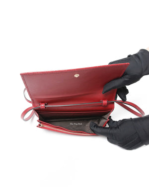 Gucci Red Microguccissima Wallet On Strap-11