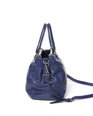 Prada Blue Soft Calf Double Zipped Tote Bag