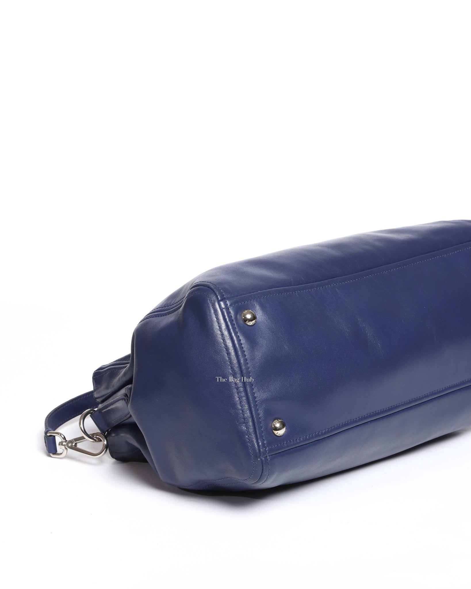 Prada Blue Soft Calf Double Zipped Tote Bag