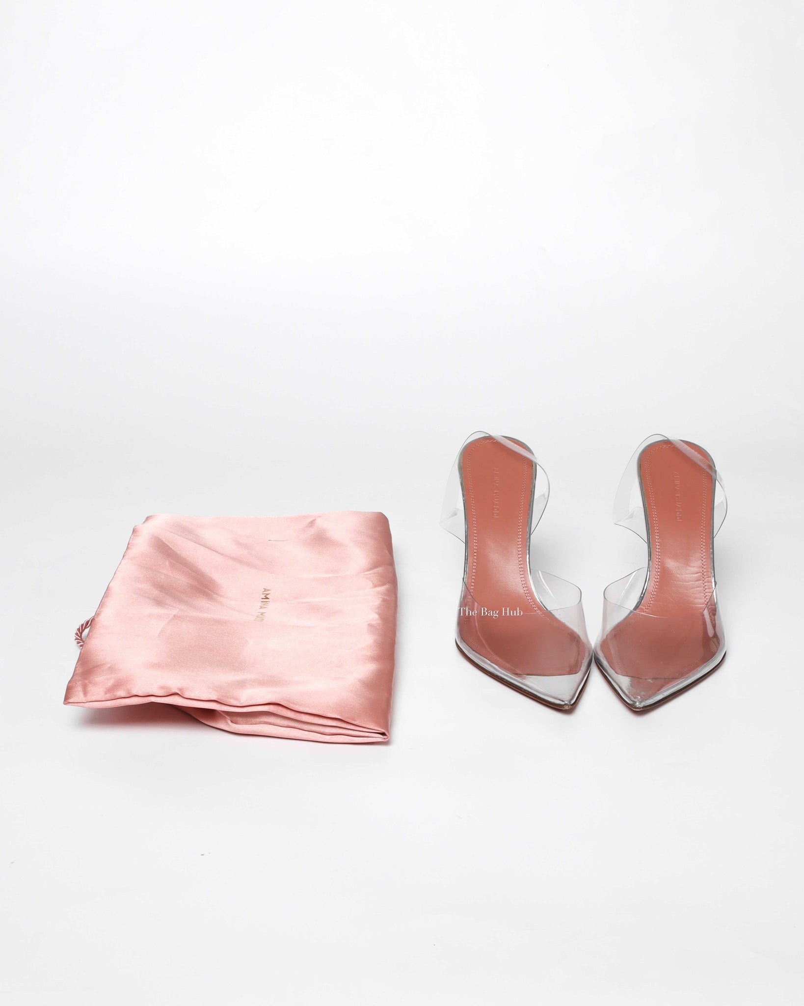 Amina Muaddi Transparent PVC Holli Glass Slingback Heels Size 37.5 - 9