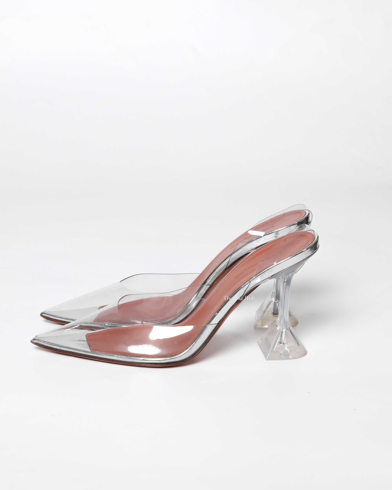 Amina Muaddi Transparent PVC Holli Glass Slingback Heels Size 37.5 - 5