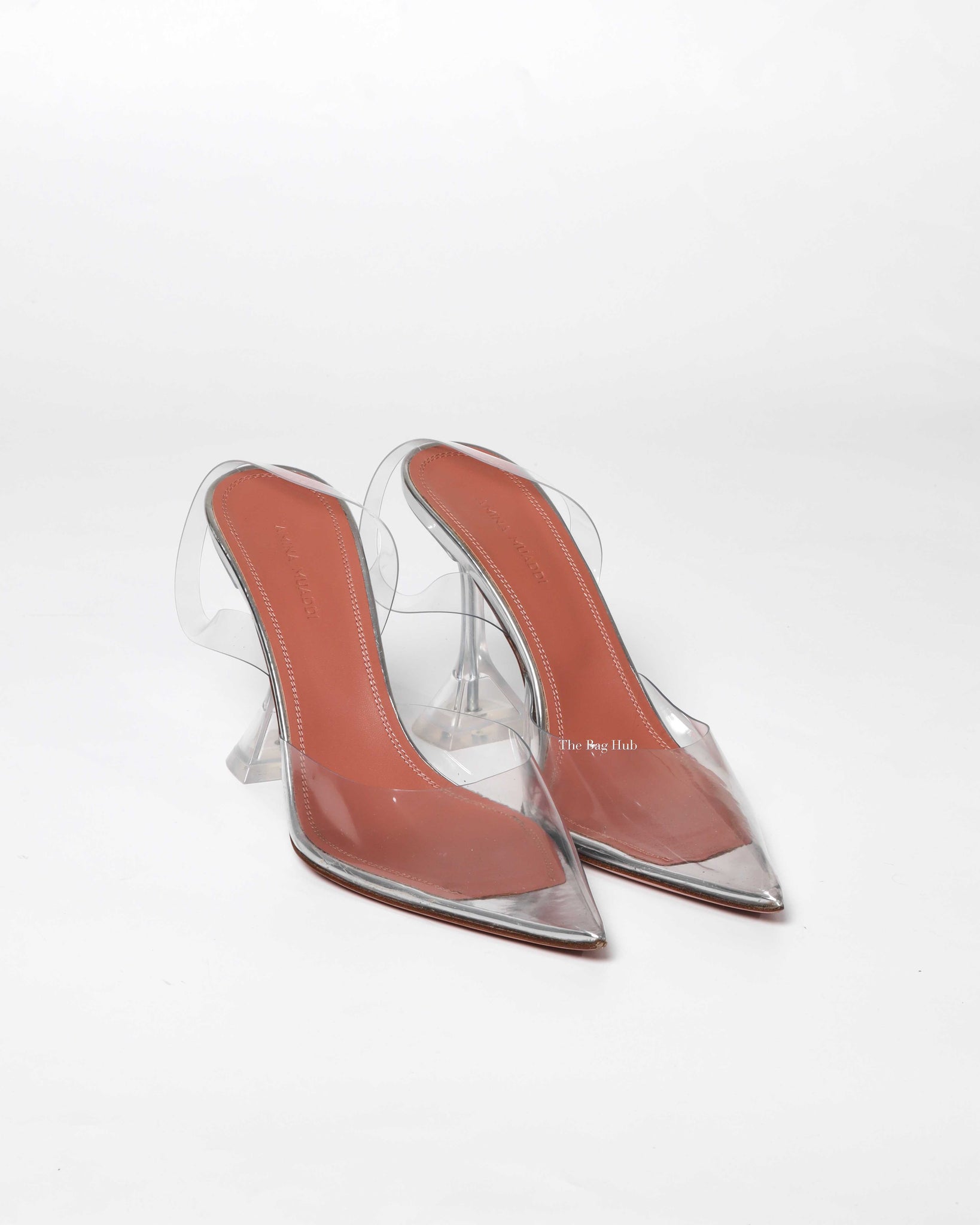 Amina Muaddi Transparent PVC Holli Glass Slingback Heels Size 37.5 - 2
