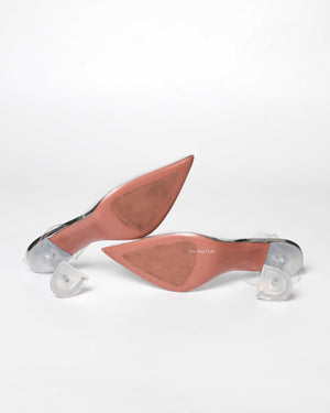 Amina Muaddi Transparent PVC Holli Glass Slingback Heels Size 37.5 - 7