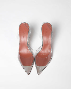 Amina Muaddi Transparent PVC Holli Glass Slingback Heels Size 37.5 - 8