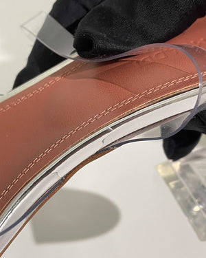 Amina Muaddi Transparent PVC Belgum Glass 70mm Slingback Size 37-15