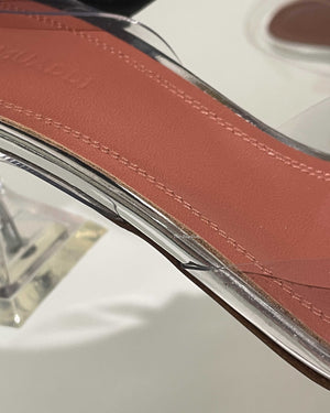 Amina Muaddi Transparent PVC Belgum Glass 70mm Slingback Size 37-16