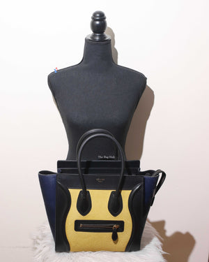 Celine Tri-Color Pony Hair And Leather Micro Luggage Tote Bag