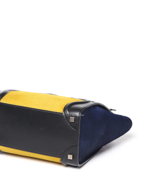 Celine Tri-Color Pony Hair And Leather Micro Luggage Tote Bag