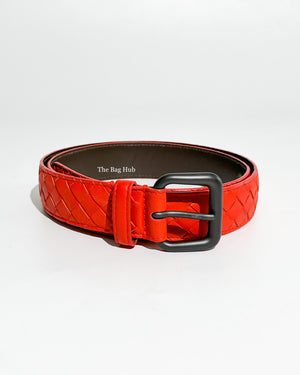 Bottega Veneta Red and Orange Intrecciato Belt 85 cm (2pcs)-2