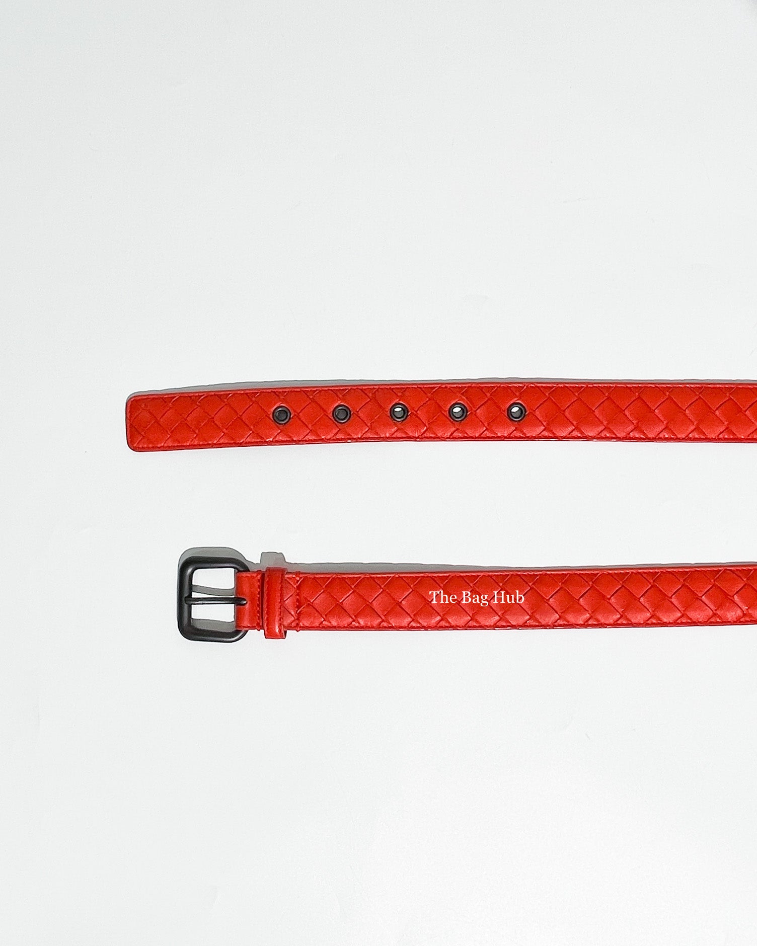 Bottega Veneta Red and Orange Intrecciato Belt 85 cm (2pcs)-7