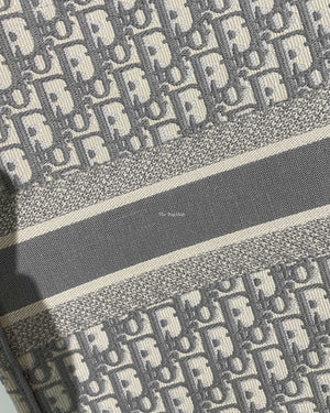 Christian Dior Gray Dior Oblique Embroidery Large Book Tote