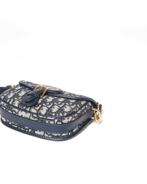Christian Dior Navy Blue Oblique Jacquard Small Bobby Flap Bag
