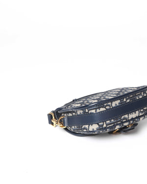 Christian Dior Navy Blue Oblique Jacquard Small Bobby Flap Bag
