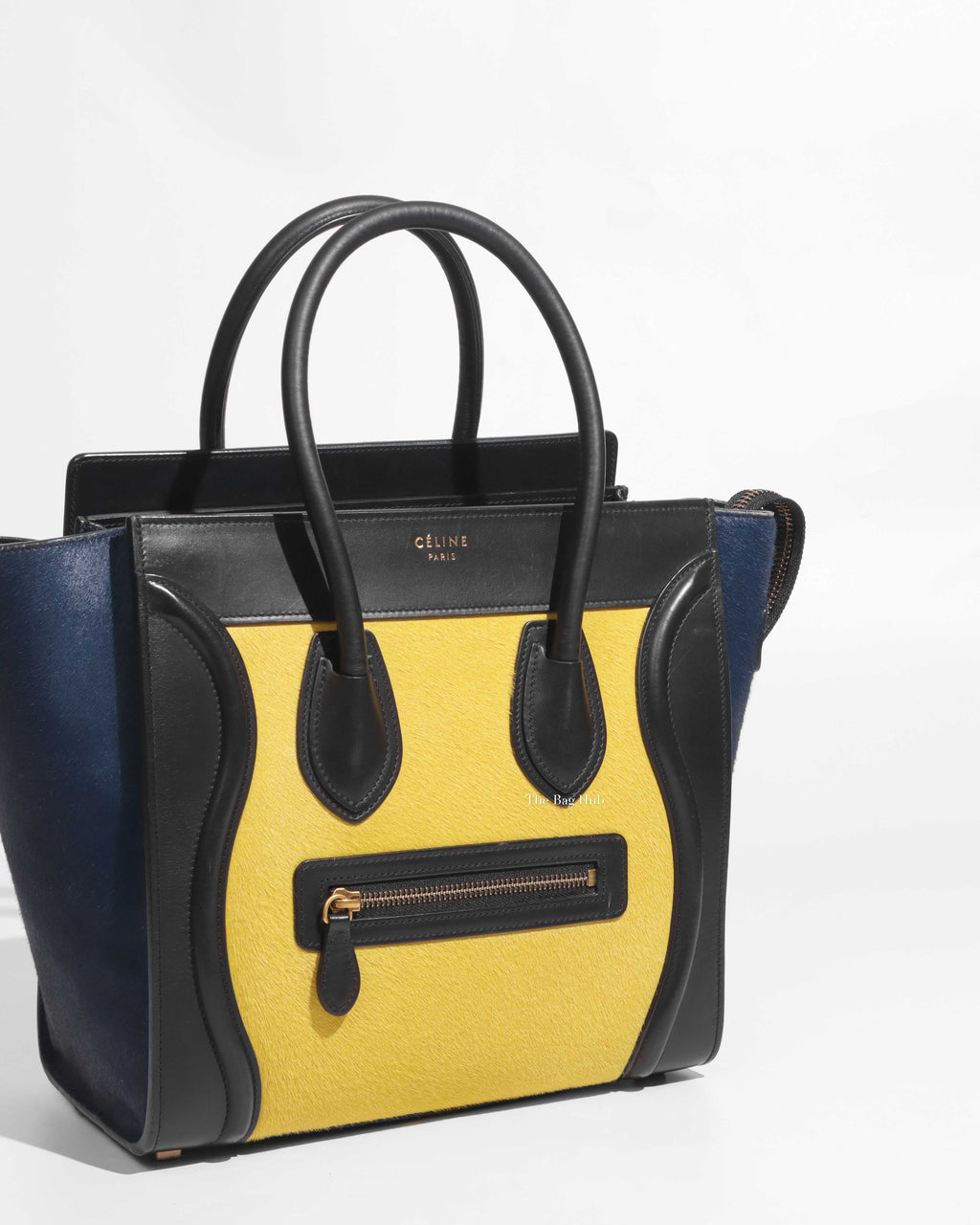 Celine Tri-Color Pony Hair And Leather Micro Luggage Tote Bag