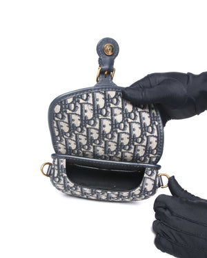 Christian Dior Navy Blue Oblique Jacquard Small Bobby Flap Bag