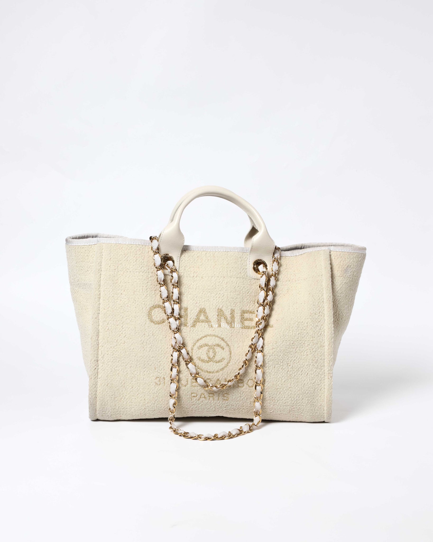 Chanel White/Gold Tweed Deauville Tote Bag Ghw | Designer Brand | Authentic  Chanel | The Bag Hub