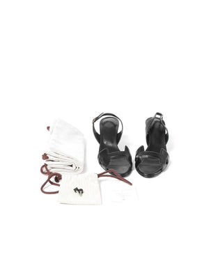 Hermes Black Leather Night 70 Slingback Sandals Size 36