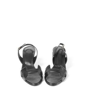 Hermes Black Leather Night 70 Slingback Sandals Size 36