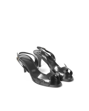 Hermes Black Leather Night 70 Slingback Sandals Size 36