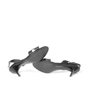 Hermes Black Leather Night 70 Slingback Sandals Size 36