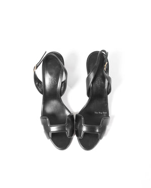 Hermes Black Leather Night 70 Slingback Sandals Size 36