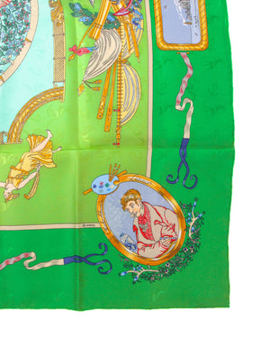 Hermes Green Le Geographe Australia Map Silk Scarf 90cm