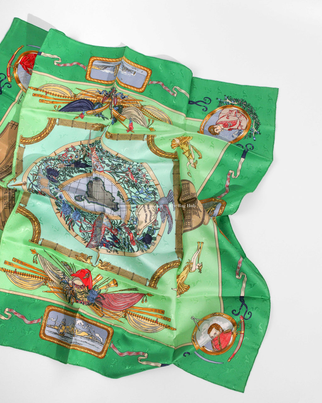 Hermes Green Le Geographe Australia Map Silk Scarf 90cm