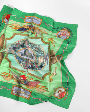Hermes Green Le Geographe Australia Map Silk Scarf 90cm