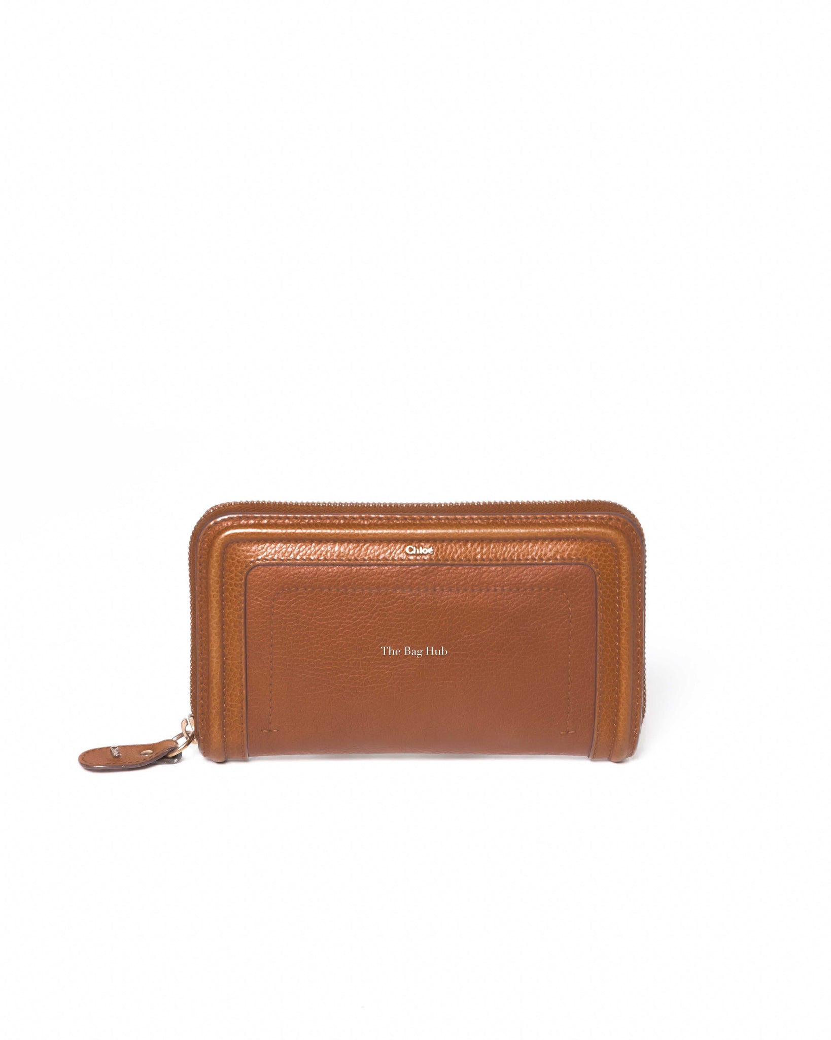 Chloe Brown Grained Calfskin Paraty Long Zip Around Wallet