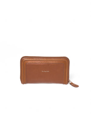 Chloe Brown Grained Calfskin Paraty Long Zip Around Wallet