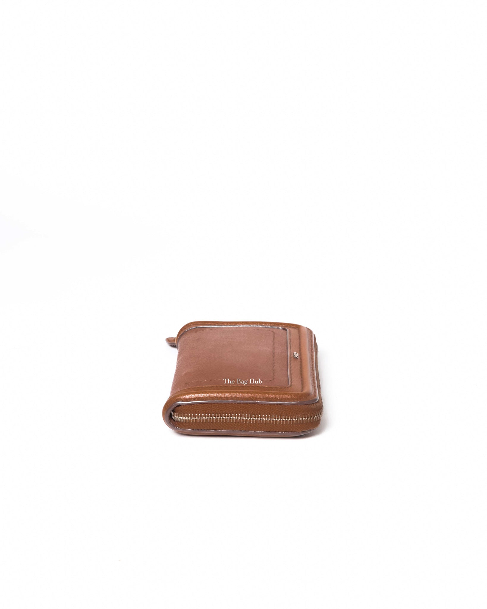Chloe Brown Grained Calfskin Paraty Long Zip Around Wallet