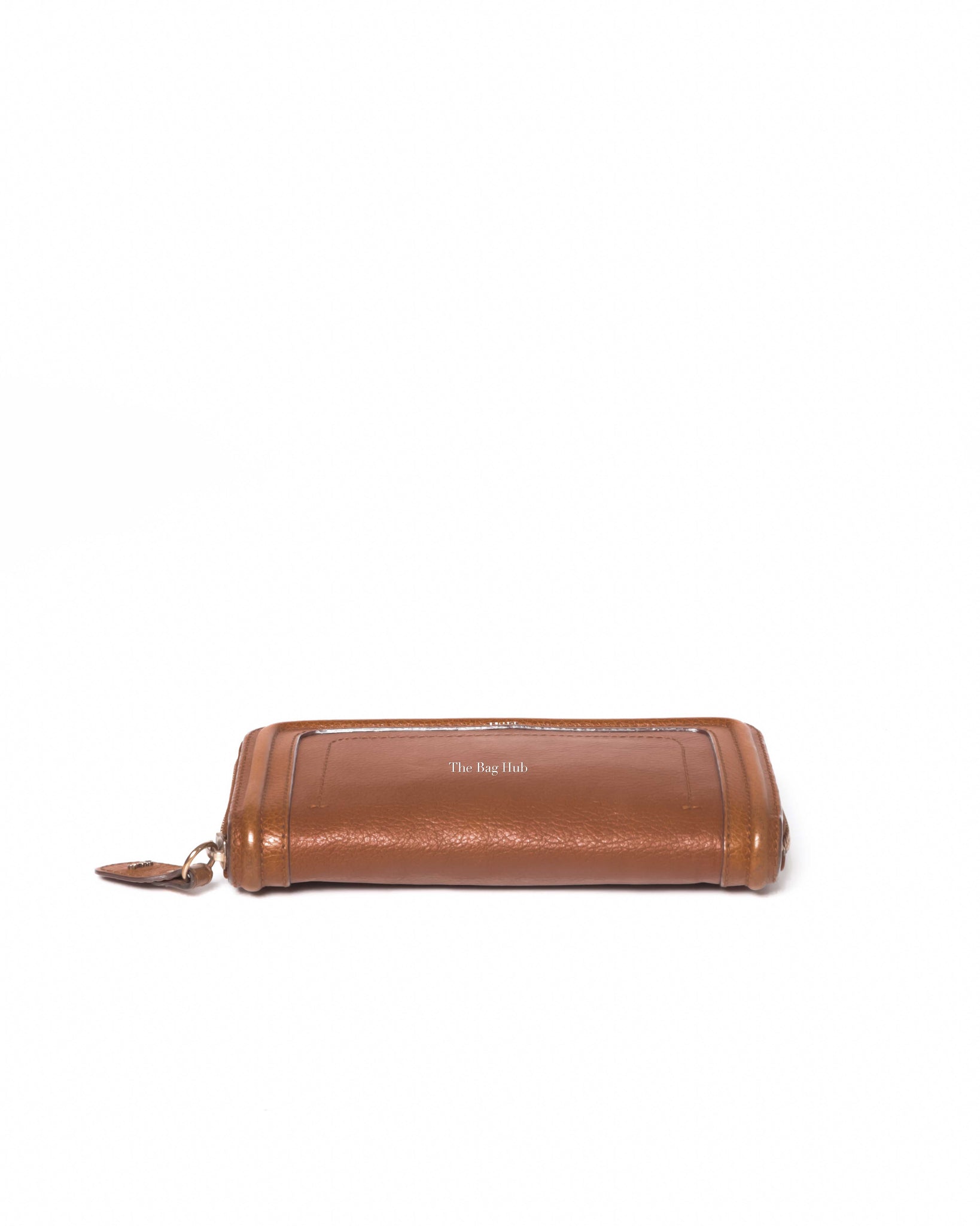 Chloe Brown Grained Calfskin Paraty Long Zip Around Wallet