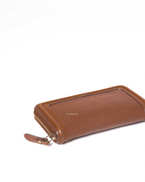 Chloe Brown Grained Calfskin Paraty Long Zip Around Wallet