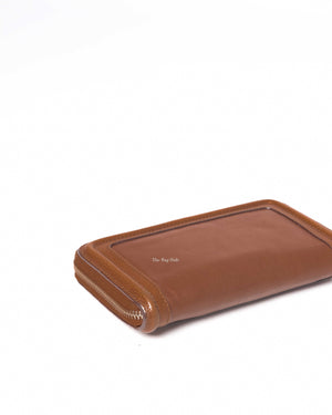 Chloe Brown Grained Calfskin Paraty Long Zip Around Wallet