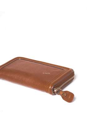 Chloe Brown Grained Calfskin Paraty Long Zip Around Wallet