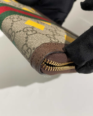 Gucci Brown GG Supreme Multicolor Centum Ophidia Continental Wallet