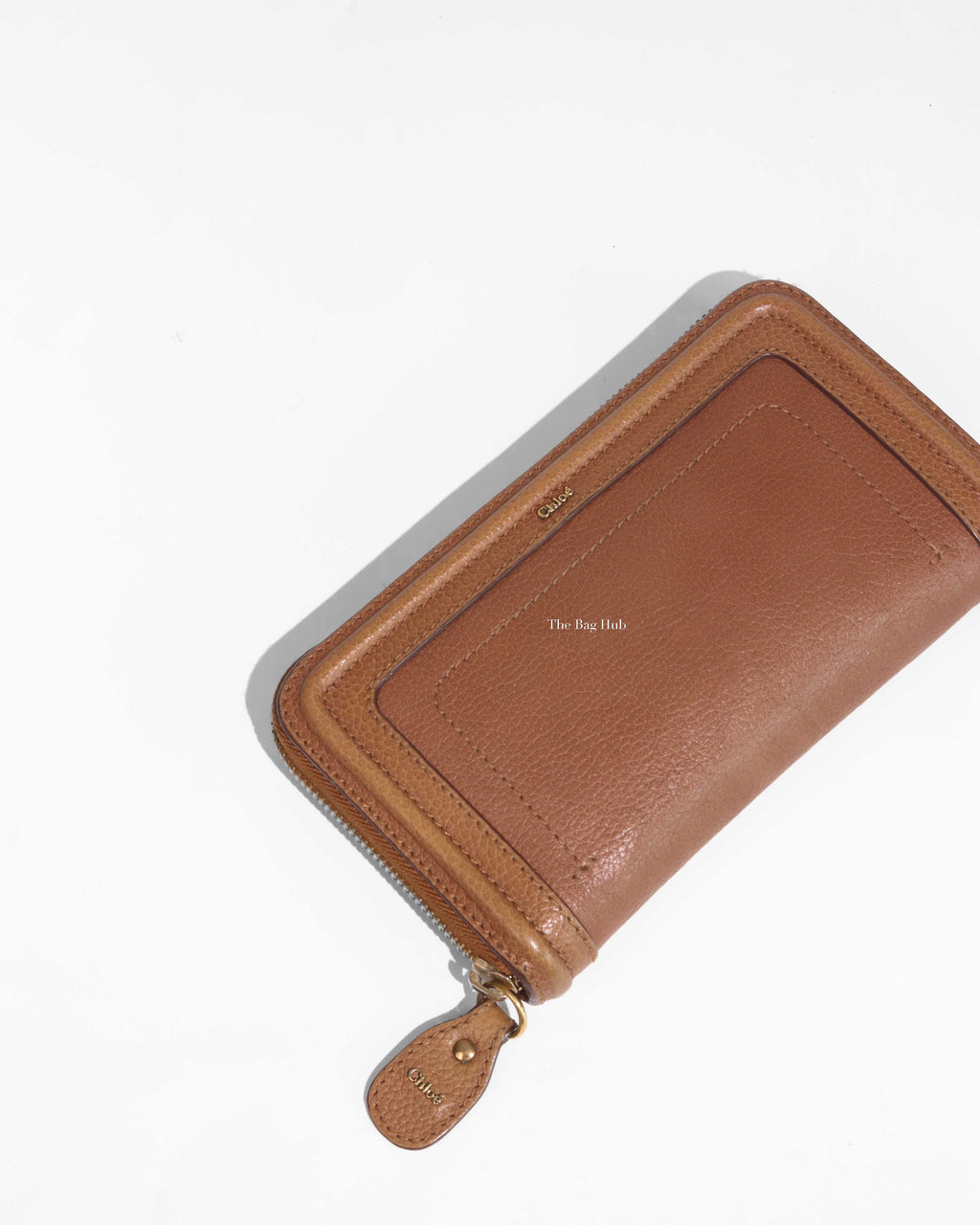 Chloe Brown Grained Calfskin Paraty Long Zip Around Wallet