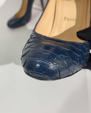 Christian Louboutin Navy Blue Python Simple Pumps Size 37.5