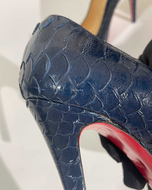 Christian Louboutin Navy Blue Python Simple Pumps Size 37.5