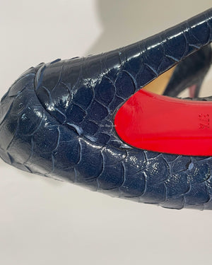 Christian Louboutin Navy Blue Python Simple Pumps Size 37.5