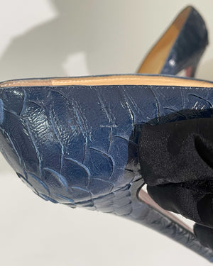 Christian Louboutin Navy Blue Python Simple Pumps Size 37.5
