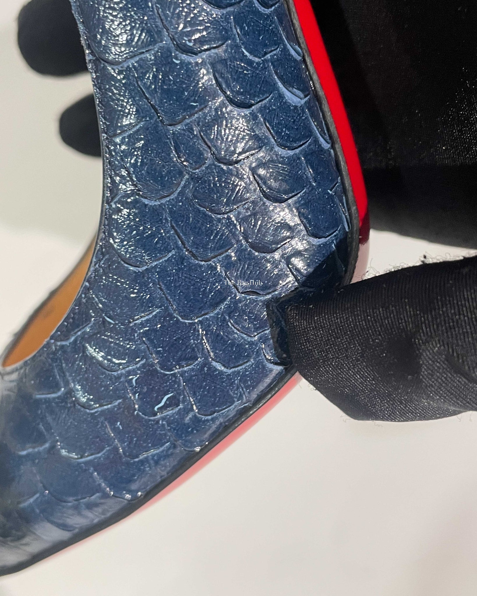 Christian Louboutin Navy Blue Python Simple Pumps Size 37.5