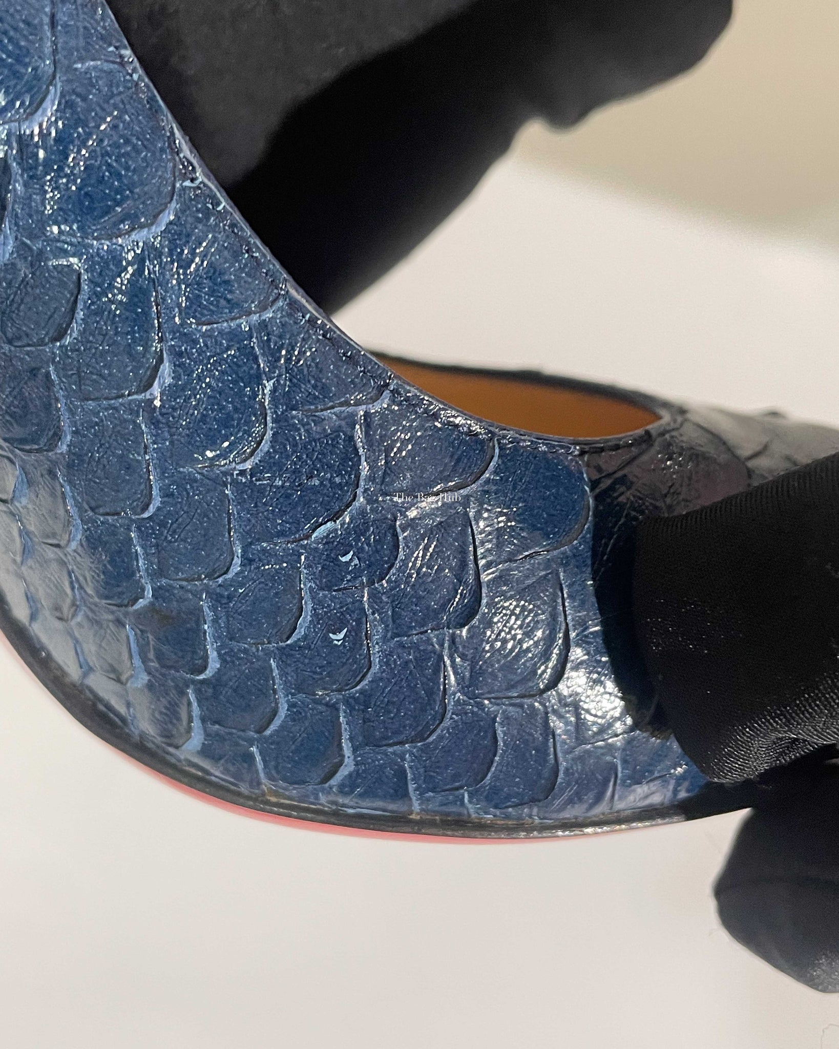 Christian Louboutin Navy Blue Python Simple Pumps Size 37.5