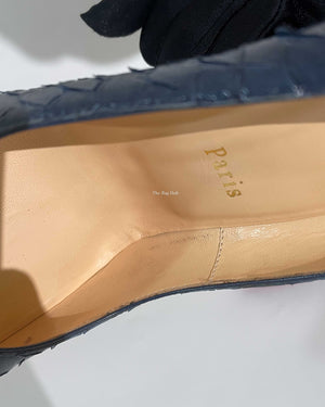 Christian Louboutin Navy Blue Python Simple Pumps Size 37.5