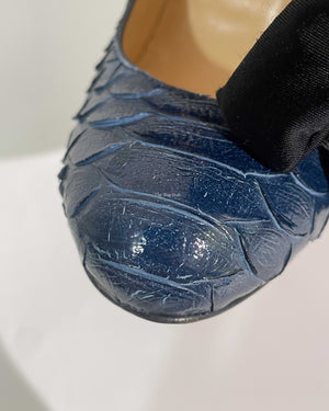 Christian Louboutin Navy Blue Python Simple Pumps Size 37.5